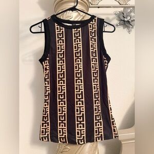 Geometric Black and Tan Sleeveless Top